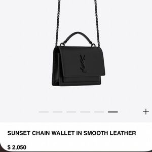 Saint Laurent SUNSET CHAIN WALLET IN SMOOTH LEATHER